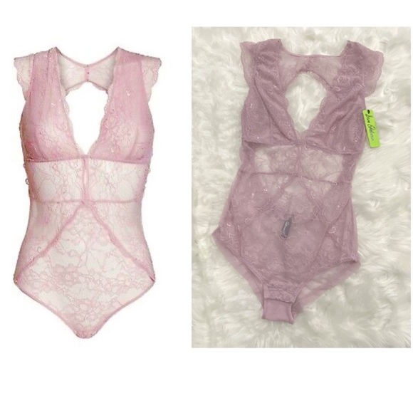 Sam Edelman Tops - Sam Edelman Sexy Lace Down Pink Bodysuit